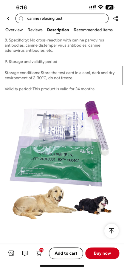 Canine early pregnancy test