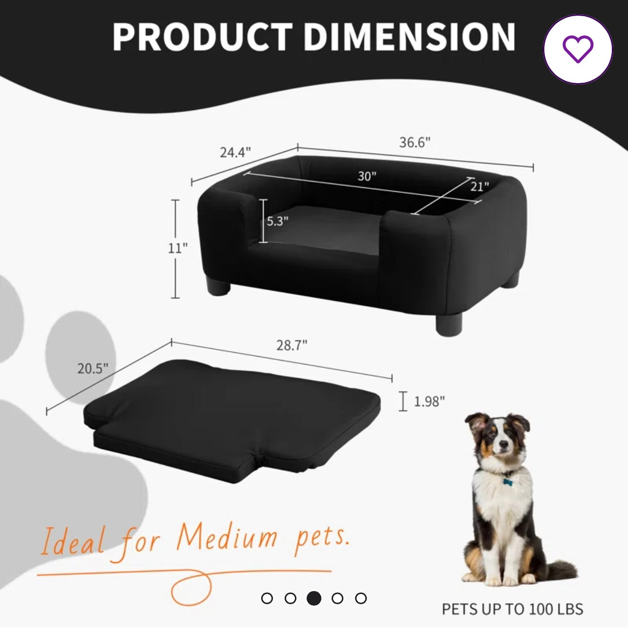 Modern Dog Sofa, Waterproof Pet Sofa Bed for Small and Medium Pets with Removable Cover