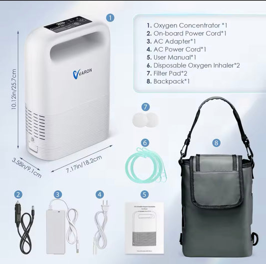 NT 02 Pro and Battery Oxygen Concentrator Machine Portable 93% Pulse Oxygen Dual Models