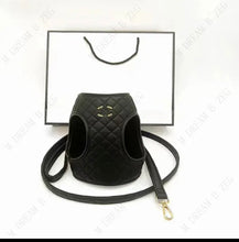 Cc designer leather dog harness